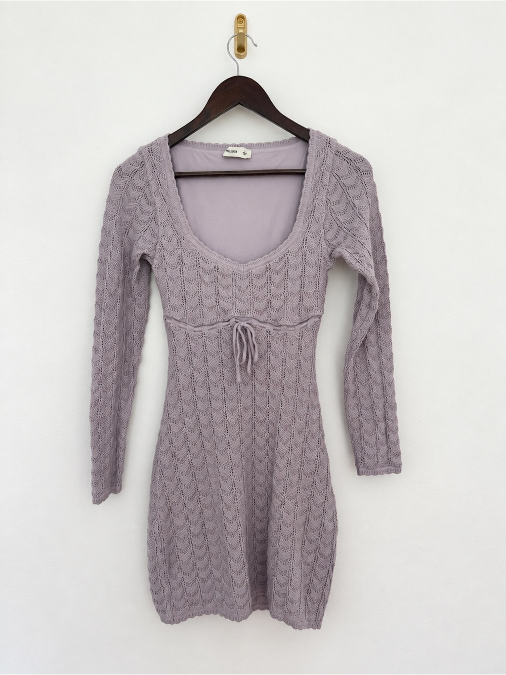 Hollister Lavender Pointelle Knit Long Sleeve Mini Dress Size Small